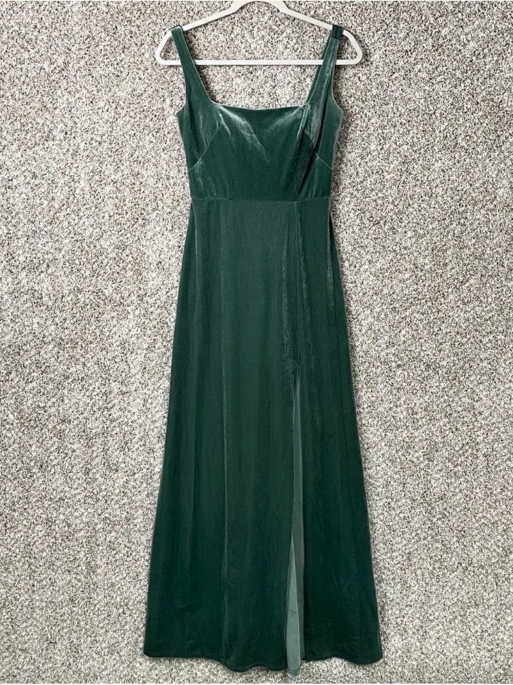 Jenny Yoo BHDLN Formal Dress Mara Green Velvet Sleeveless Square Neck Gown - Picture 3 of 8